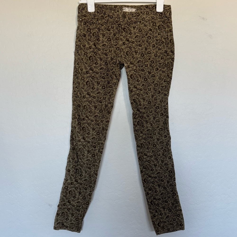 Free People Ditsy Floral Corduroy Cord Trouser Skinny Pants size 27